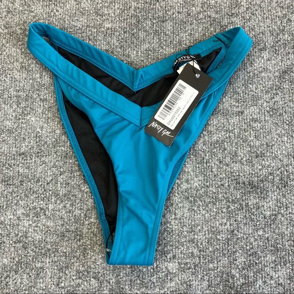 Nasty Gal Recycled Fresh Start High-Leg Bikini Bottoms TEAL size 10 - Picture 1 of 8